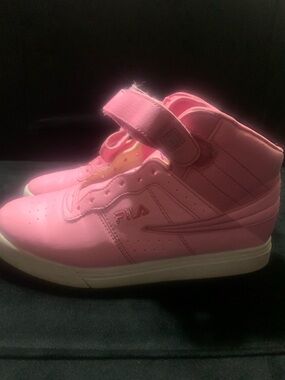 FILA Kids Pink High-Top Strap Sneakers